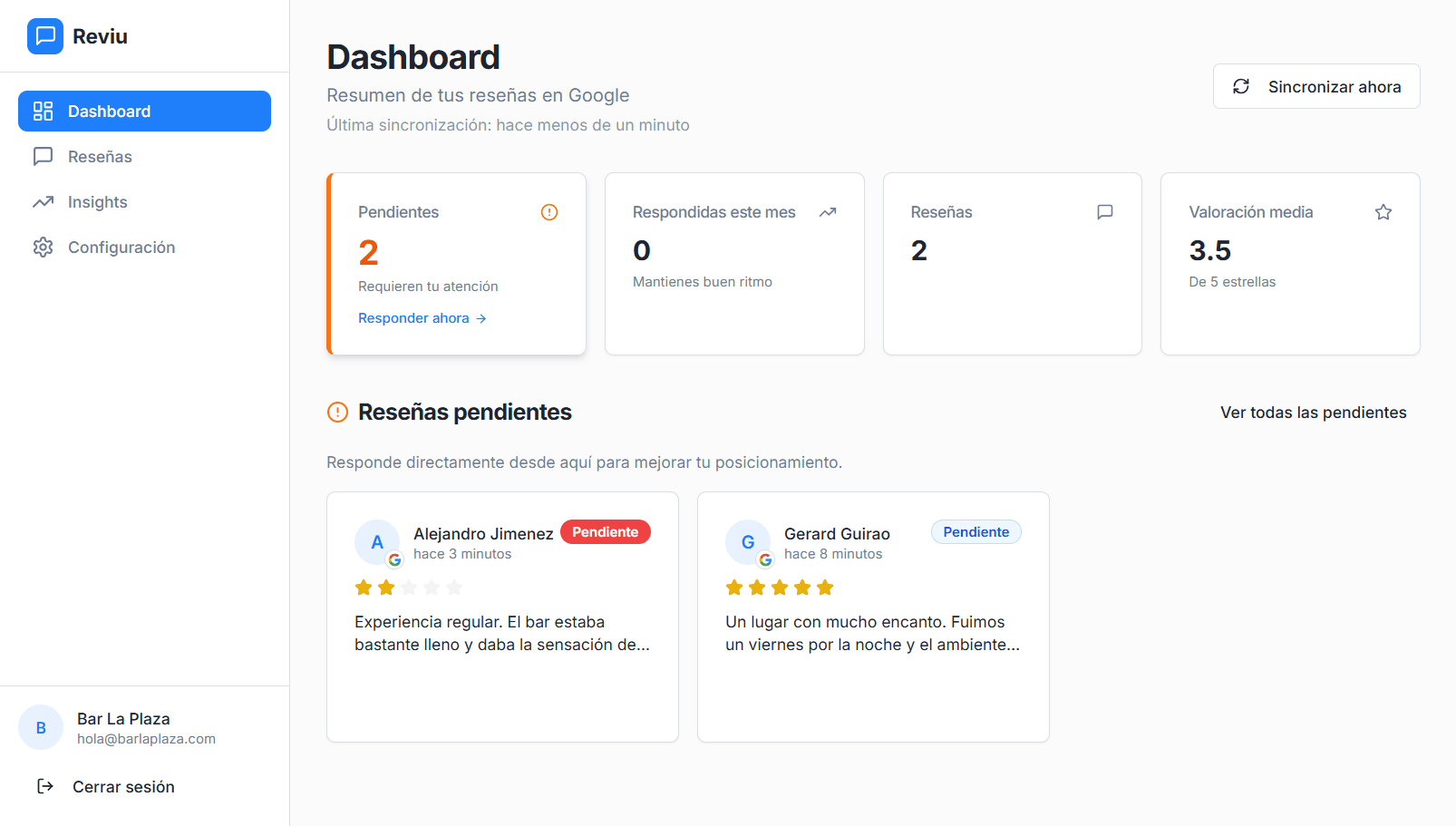 Todo tu negocio en un vistazo